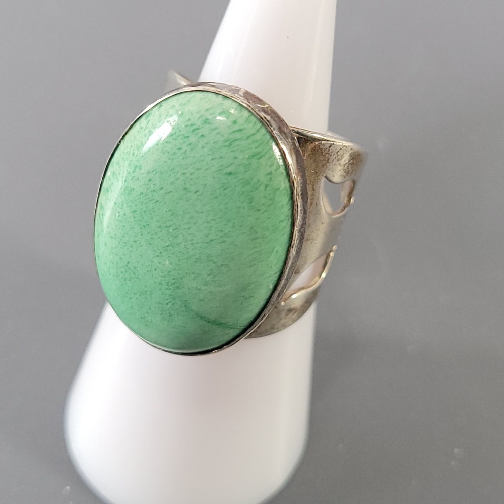 Jay King DRT Sterling Silver Ring Size 8‎ Green Aventurine Oval Cabochon 925